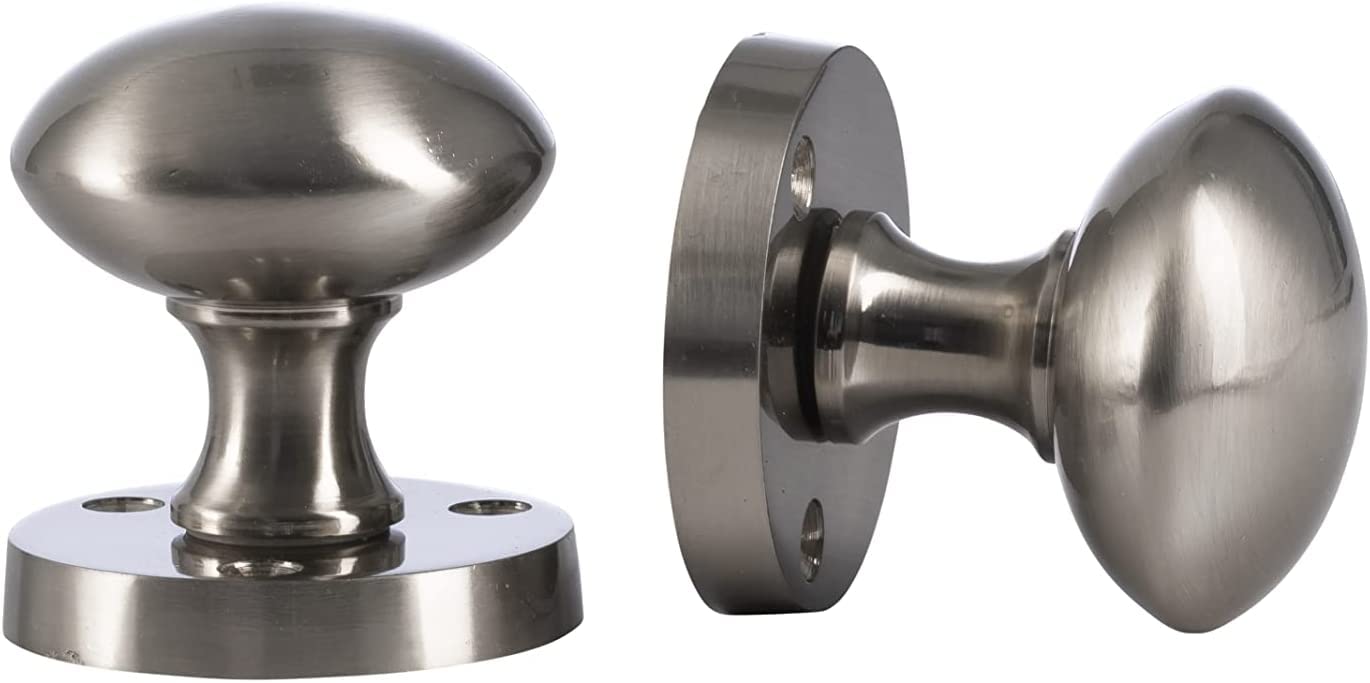 IRONZONE® 5 Sets Mortice Sprung Satin Nickel Classic Door Knob Set Pack Pair Classic Design for Internal Wooden or Oak Doors, Perfect for Any Door (Knob Set)