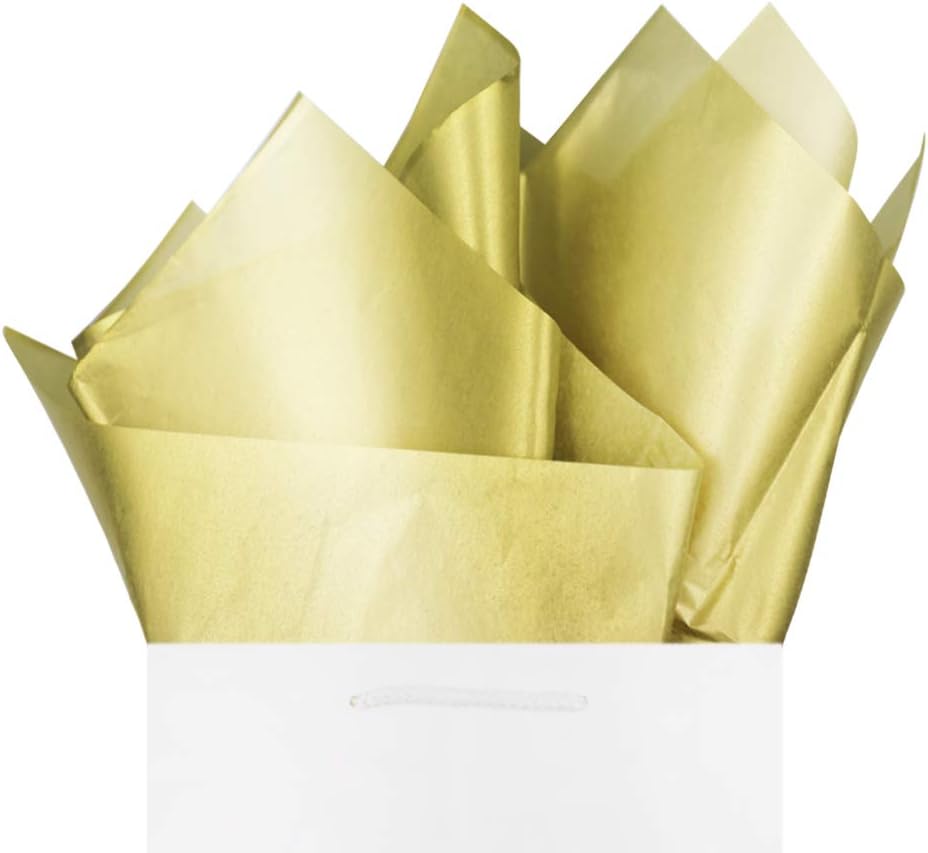 Gold Christmas Tissue Paper Gift Wrapping 60 Sheets Premium Quality Metallic Gold Color Recyclable Bulk, 26” x 20”, Perfect for Art Craft Decoration, Birthday, Wedding, Baby Shower by BllalaLab
