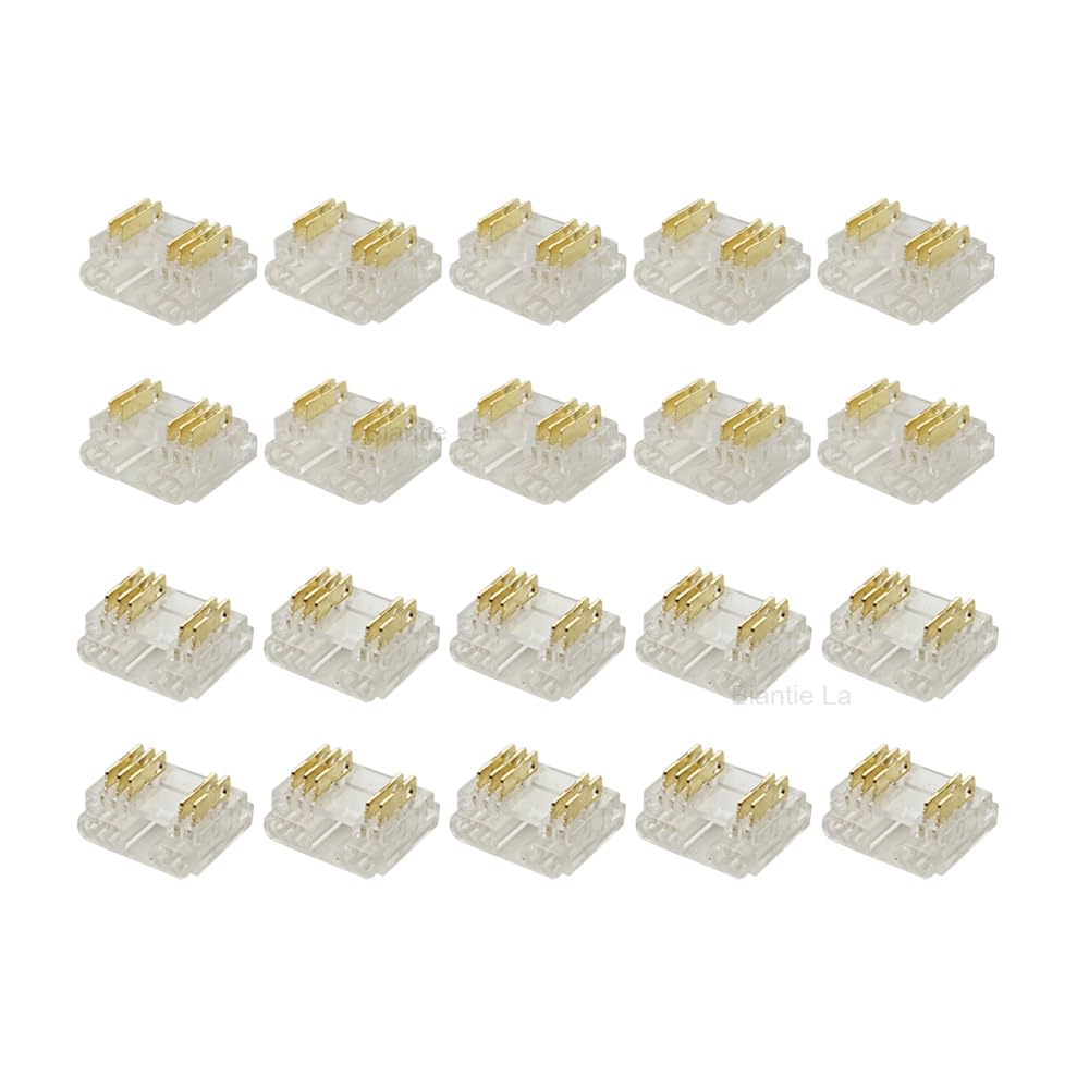 Masterwon RGBW LED Strip Light Connectors 5-Pin 12mm Solderless Clips for COB Strip-to-Wire Joints (Pack of 20)