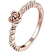 BOHG Jewelry Women's 18k Rose Gold Plated Cubic Zirconia CZ Flower Eternity Ring Engagement Wedding Band