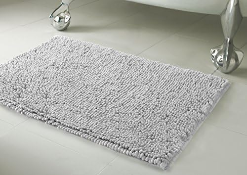 Resort Collection Plush Shag Chenille 21 x 34" Bath Mat, Light Grey