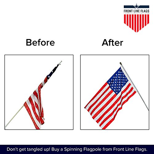 Front Line Flags Flag Pole: 6' Ft White Aluminum Flagpole | Spinning & Tangle Free | Heavy Duty | Wind Resistant and Rust Free | Best Quality Wall Mount Flagpole P/N FL6W