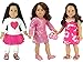 3 Pink Dress Set for 18 Inch Dolls Includes 6 Pieces, Sequin Pink Dress with Purse, Hawaiian Dress and Heart Tee, Pink Skirt and Leggings