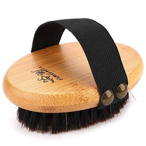 clumsy pets Bamboo Grooming PalmHeld Pets Brush with Boar Bristles & Elastic Band for Dog Cat
