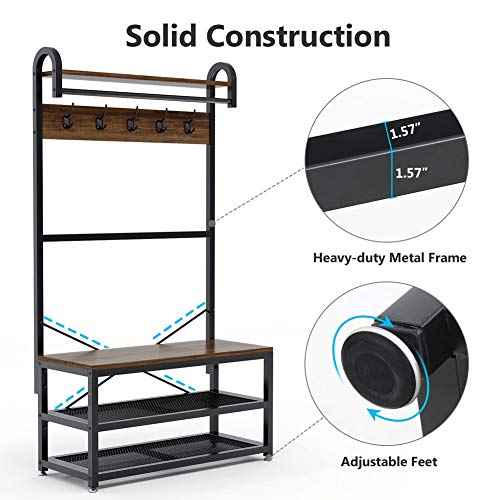 Tribesigns Vintage 4 in 1 Hall Tree with Storage Bench, 3Tier