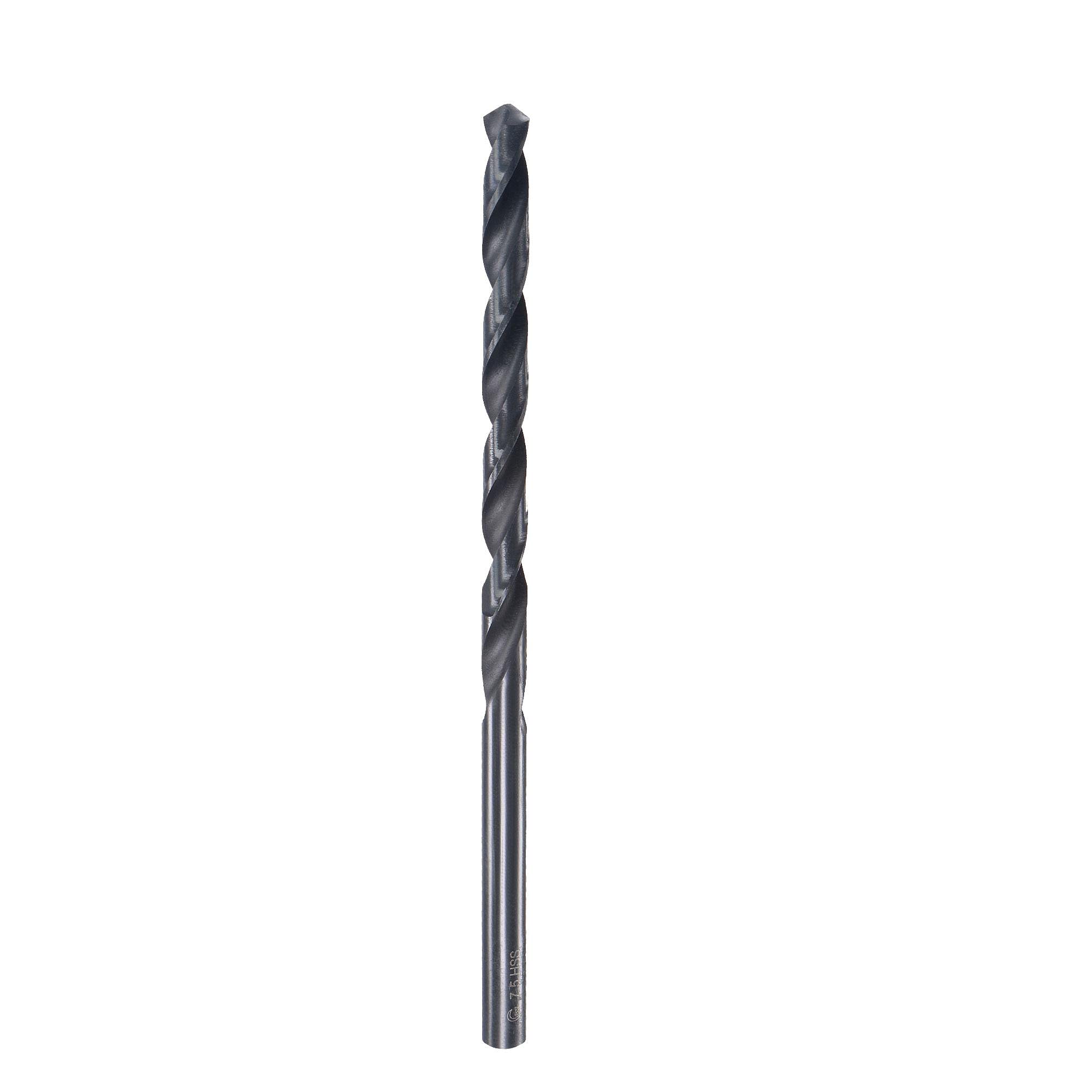 sourcing map High Speed Steel Lengthen Straight Shank Twist Drill Bit Fully Ground Black Oxide 7.5mm Drill Diameter 155mm Total Length 80mm Drill Bit Length