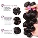 YIROO 9A Brazilian Loose Wave Virgin Human Hair Bundles,100% Unprocessed Human Hair Extensions Weave Natural Color (16 18 20inch, 1B)