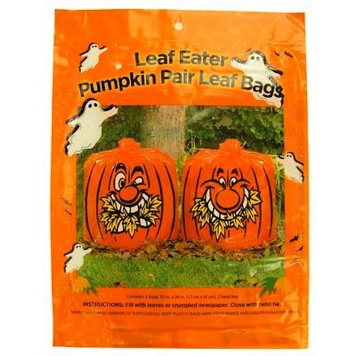 Leaf Eater Pumpkin Halloween Leaf Bags, Pair Lawn And