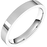 Sonia Jewels Solid 925 Sterling Silver 3mm Flat Comfort Fit Wedding Band Ring Classic Plain Traditional - Size 7
