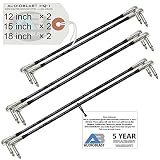 12 Inch x2 + 15 Inch x2 + 18 Inch x2 - Audioblast HQ-1 - Ultra Flexible -Dual Shielded (100%)- Instrument Effects Pedal Patch Cable w/Low-Profile, R/A Pancake TS (6.35mm) Plugs & Dual Staggered Boots