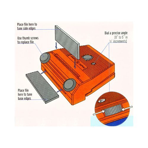 RaceWax Base-Side Bevel File Guide Ski Edge Tool +5 DMT Diamond Stones + File