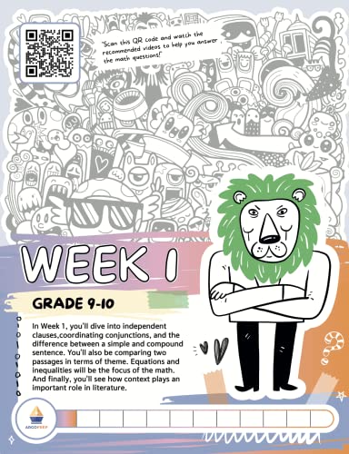 Kids Summer Academy by ArgoPrep - Grades 9-10: 8 Weeks of Math, Reading, Writing, Logic, Fitness | Online Access Included | Prevent Summer Learning Loss