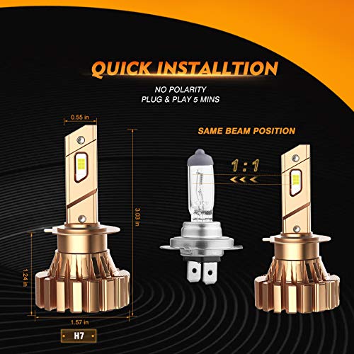 Auxbeam H7 Led Bulb Fanless, X60 Series H7 Led Light Bulbs with
