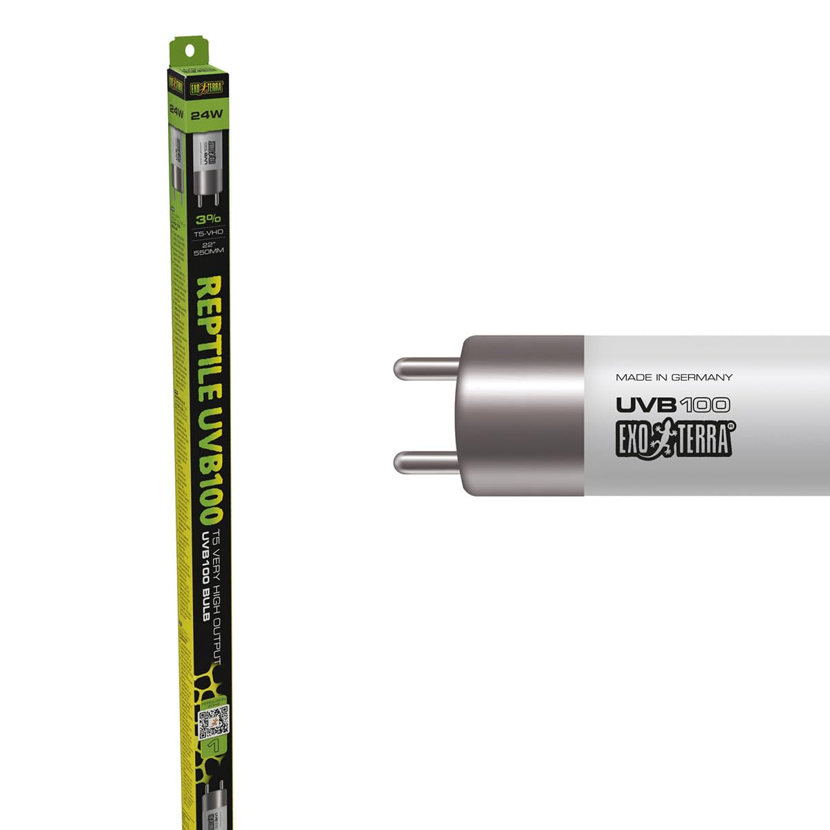 Exo Terra Reptile UVB100 T5 VHO Bulb 24W 22" – Very High Output Bulb for Reptiles, UVA/UVB Lighting for Terrariums, Supports Vitamin D3 & Calcium Absorption