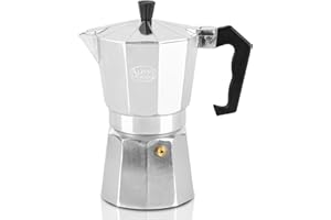 Alpine Cuisine Stovetop Espresso Maker 12.5 Oz, 9 Espresso Cups Moka Pot for Classic Italian and Cuban Coffee Maker, Aluminum Moka Pot, Makes Delicious Coffee, Excellent Camping Coffee Pot