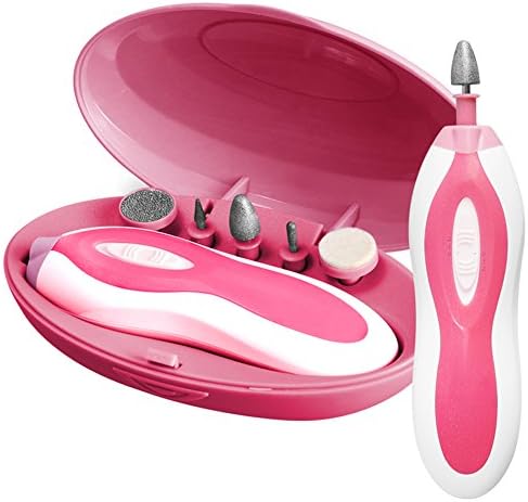Electric Pedicure & Manicure Set Portable Shaper Trimmer with 5 PCS Attachment for Grooming of Hands & Feet Home Use Electric Nail File(Pink)