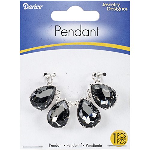 Darice Metall Anhänger 60 mm x 20 mm, 2 Sets versilbert 1/Smoke Tropfenform