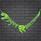 Dinosaur Happy Birthday Banner Party Supplies Decorations - Dino Jungle Jurassic Garland (Green)