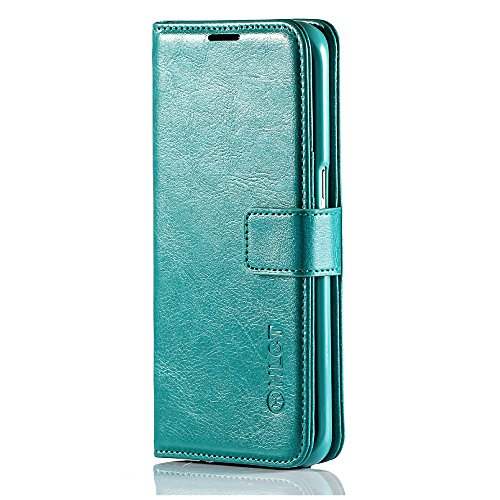 Samsung Galaxy S7 Edge Case, HLCT PU Leather Case, with Soft TPU Protective Bumper, Built-in Kickstand, Cash and Card Pockets (Teal)