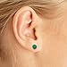 5 mm Natural Round Emerald Stud Earrings Set in 14k Yellow Gold