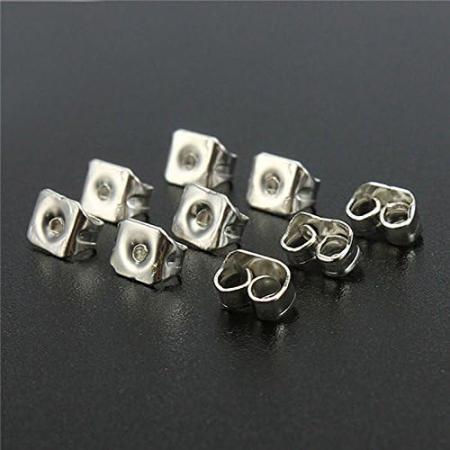 50pcs Earring Ear Stud Post Back Stoppers Silver Plated Butterfly Scroll Jewelry Findings Accessories