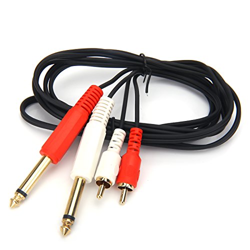 SiYear 6.35mm Dual 1/4 inch TS Mono plug to Dual RCA male AUX Audio Convertor Adapter Cable, For Mic Mixer Amplifie，Mixer Amplifi etc(1.8M/6FT) - Thumbnail 4