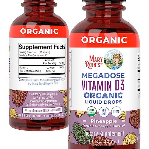MaryRuth's Vitamin D3 Liquid Drops Megadose 4000 IU USDA Organic