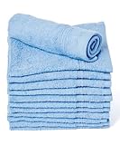 Goza Towels Luxury Cotton Wash Cloths (12 Pack) Easy Care, Fingertip Towels, Facial Towelettes, Cotton Hand Towels (Light Blue, 13x13)