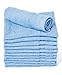 Luxury Cotton WashCloths, (12-Pack, 13 x 13 inches) - Easy Care, Fingertip Towels, Facial Towelettes, Cotton Hand Towels (Light Blue)