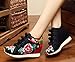 AvaCostume Womens Peony Embroidery Wedge Casual Travel Walking Shoes, Black 39