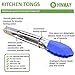 HINMAY Small Tongs with Silicone Tips 7-Inch Serving Tongs, Set of 3 (Blue)