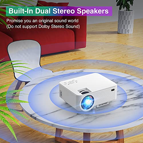 Projector, HOMPOW Mini Projector with screen, Portable Video Projector with 6500 Lux, 1080P Supported, 240" Display, Built-in Dual Speakers, Compatible with TV Stick, HDMI, VGA, USB, Laptop, PS4 - Image 7