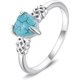 ZPMMPZ Celtic Love Knot Ring 925 Sterling Silver Celtic Knot Ring Natural Turquoise Jewelry Gifts for Women