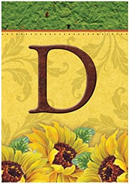 Monogram Garden Flag Sunflowers Pattern Background With Letter D Outdoors Flags Of Double Sided Waterproof And Fade Resistant Printed banners 12.5 X 18 Inch 100% Polyester