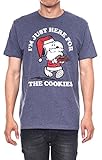 Peanuts Mens T-Shirt Snoopy Christmas Graphic Print Heather Tee (Blue, XL)