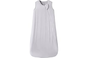 Mosebears Unisex Baby Sleep Sack 1.0 TOG, Supersoft Rayon Made from Bamboo Wearable Blanket with 2-Way Zipper (Light Grey,6-18 Months)