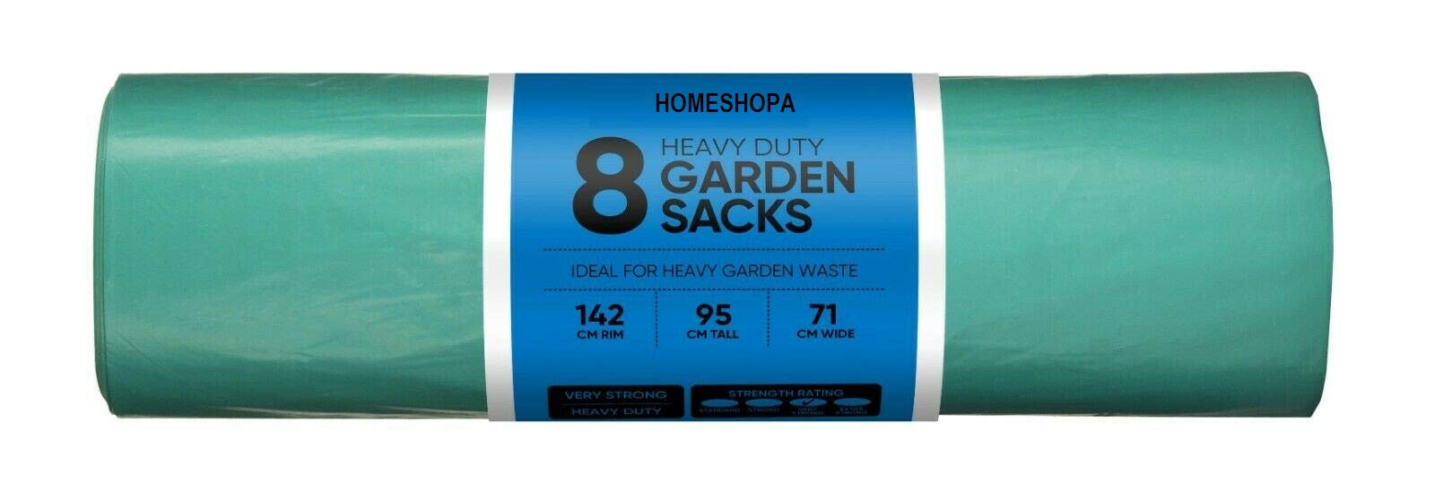 Homeshopa Garden Waste Bags, Heavy Duty Refuse Sacks Bag, Strong Leak Resistant Rubbish Wastebasket Bin Liners, Indoor Outdoor Trash Bags for Garden,Household,Home & Kitchen, 8 x Pack Extra Large