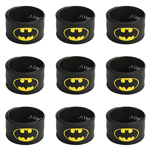 Ecparty Superhero Slap Bracelet for Kids Boys & Girls Birthday Party Supplies Favors (9 pack) (batman)