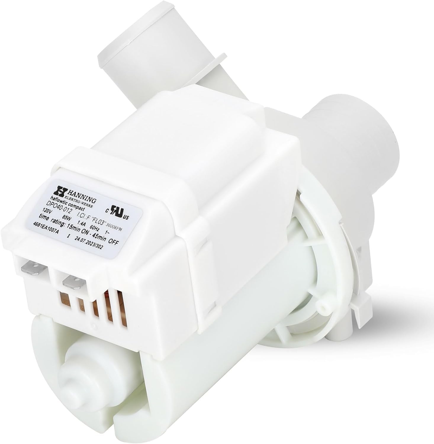 View 1 of [DPO40-012 Pump OEM Mania] 4681EA1007A New OEM Produced for DPO40-012 2649379 Washer Pump Motor Assembly Compatible with lg WT1201CV WT1201CW WT4870CW, kenmore 796.31513210, Part Number: