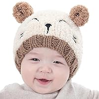 Gotd Baby Girls Boys Kids Toddler Knit Cap Warm Earflap Hat (Beige)