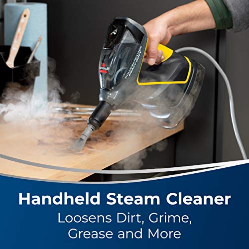 BISSELL Power Steamer Heavy Duty 3-in-1 Steam Mop, Handheld Steam Cleaner for Indoor and Outdoor Use, Garage Workshop Auto RV Deck Patio, 25 Accessories, Variable Steam, Wall Mount, 2685B