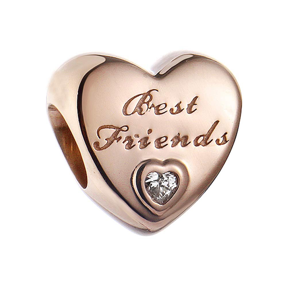 PANDOCCI 2017 Autumn Rose Gold Friendship Heart Clear CZ Beads Authentic 925 Sterling Silver DIY Fits for Original Pandora Bracelets Charm Jewelry