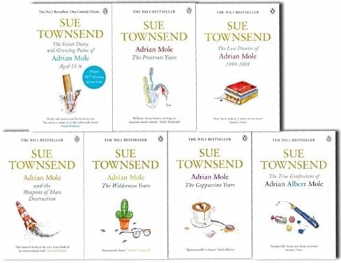 Adrian Mole collection 8 Books set. (Sue Townsend Adrian Mole series collection set.) (The secret diary of Adrian Mole aged 13 ¾, the Growing pains of Adrian Mole, True confessions of Adrian Albert Mole, Adrian Mole: the wilderness year, Adrian Mole the cappuccino year, the lost diaries of Adrian Mole 1999-2001, Adrian Mole and the weapons of Mass Destruction and Adrian Mole the Prostrate year)