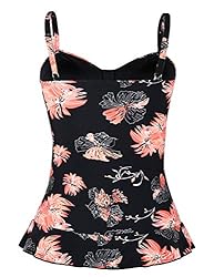 Hilor Women's 50's Retro Ruched Tankini Swimsuit