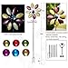 Solar Wind Spinner Tricolor 75 inches Multi-Color Seasonal LED Lighting Solar Powered Glass Ball with Kinetic Wind Spinner Dual Direction for Patio Lawn