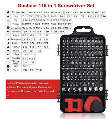 Gocheer Min Precision Screwdriver Set, 115 in 1 Magnetic Screwdriver Set with Case for iPhone, Computer, PC, Watch, Glasses, Electronics, Mini DIY Hand Work Repair Tools