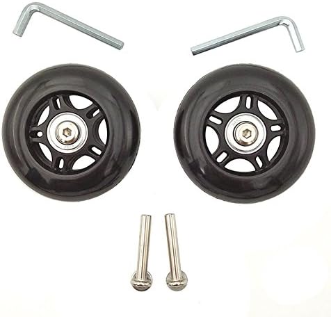 Aligle 2 Set of Replacement Wheels Luggage Suitcase Inline with 608zz Bearings Axles Wrench Outdoor Skate Black Deluxe Repair (7624)