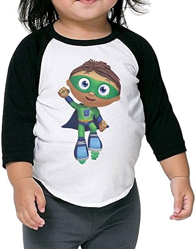 Toddler Hot Topic Super Why! 100% Cotton 3/4 Sleeve Athletic Baseball Raglan Shirt Black US Size 4 Toddler