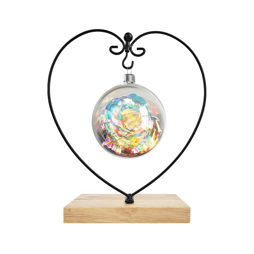 Fosinz Ornament Display Stand Wood Iron Hanging Stand Holder for Hanging Glass Globe Terrarium, Ball, Christmas Ornament & Home Wedding Decoration (heart-square)