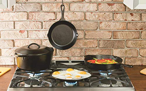 Kookantage Cast Iron Round Griddle 10.5" Pan - Pre-Seasoned Skillet with Handle Grip Grill or BBQ Hot Plate Pans - Thumbnail 5